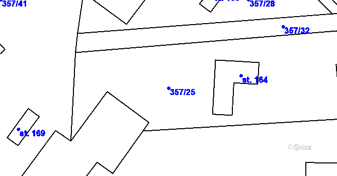 Parcela st. 357/25 v KÚ Volenice u Počedělic, Katastrální mapa
