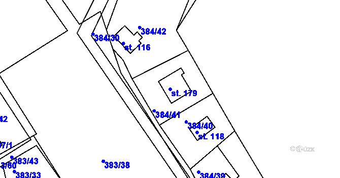 Parcela st. 179 v KÚ Volenice u Počedělic, Katastrální mapa