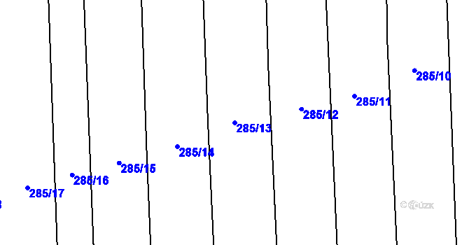 Parcela st. 285/13 v KÚ Volenice u Počedělic, Katastrální mapa
