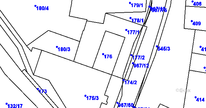 Parcela st. 176 v KÚ Počenice, Katastrální mapa