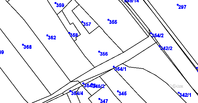 Parcela st. 356 v KÚ Počenice, Katastrální mapa