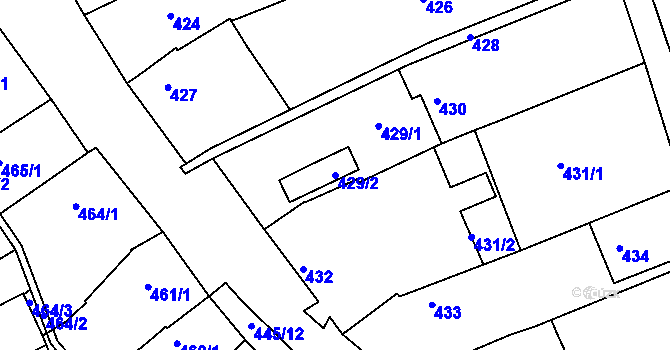Parcela st. 429/2 v KÚ Počenice, Katastrální mapa