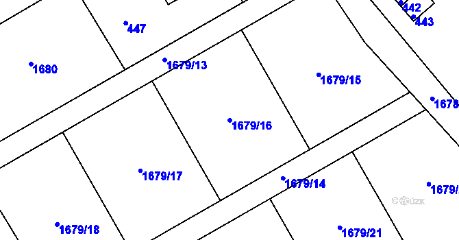 Parcela st. 1679/16 v KÚ Počenice, Katastrální mapa