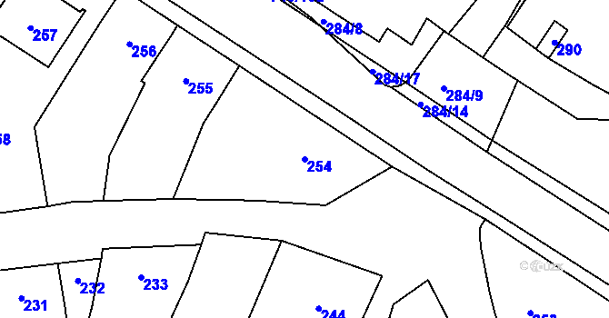 Parcela st. 254 v KÚ Tetětice, Katastrální mapa
