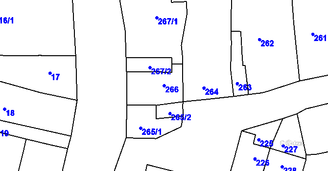 Parcela st. 266 v KÚ Tetětice, Katastrální mapa