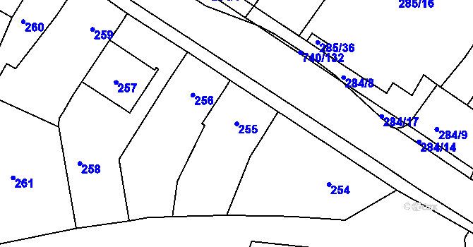 Parcela st. 255 v KÚ Tetětice, Katastrální mapa