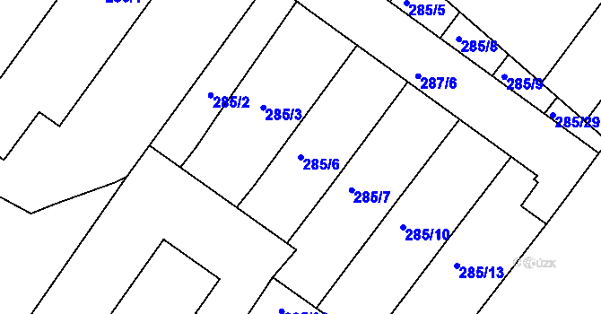 Parcela st. 285/6 v KÚ Tetětice, Katastrální mapa