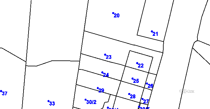 Parcela st. 23 v KÚ Tetětice, Katastrální mapa