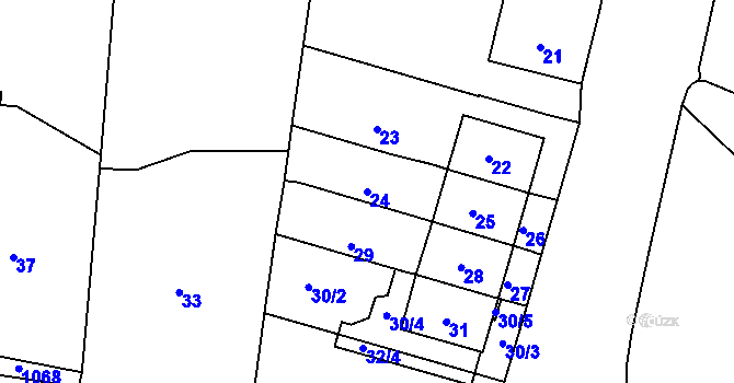 Parcela st. 24 v KÚ Tetětice, Katastrální mapa