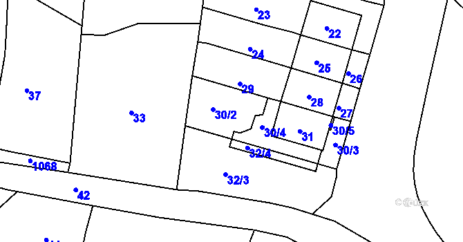 Parcela st. 30 v KÚ Tetětice, Katastrální mapa