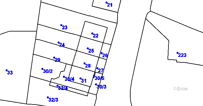 Parcela st. 26 v KÚ Tetětice, Katastrální mapa