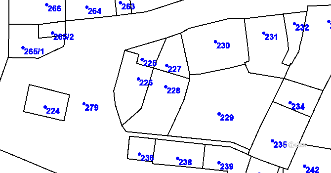Parcela st. 228 v KÚ Tetětice, Katastrální mapa