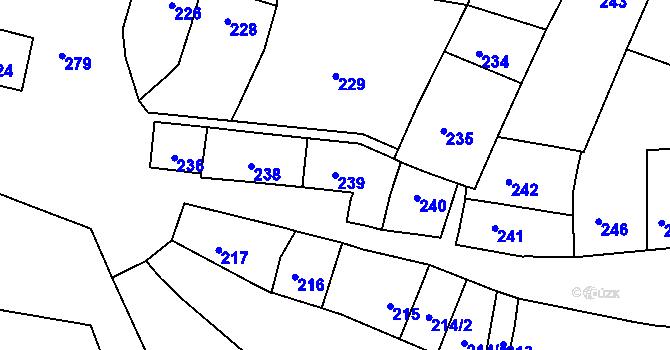 Parcela st. 239 v KÚ Tetětice, Katastrální mapa