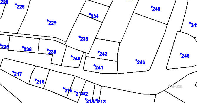 Parcela st. 242 v KÚ Tetětice, Katastrální mapa