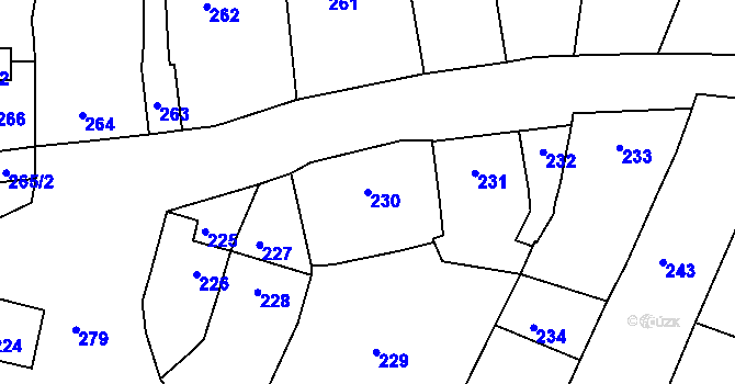 Parcela st. 230 v KÚ Tetětice, Katastrální mapa