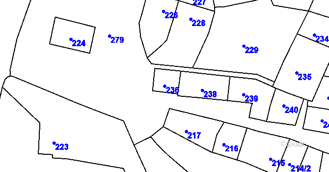 Parcela st. 236 v KÚ Tetětice, Katastrální mapa