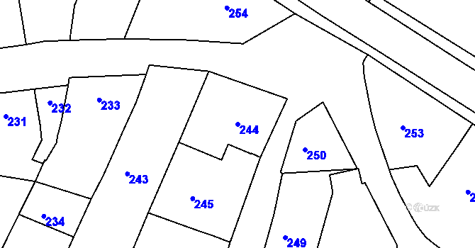 Parcela st. 244 v KÚ Tetětice, Katastrální mapa