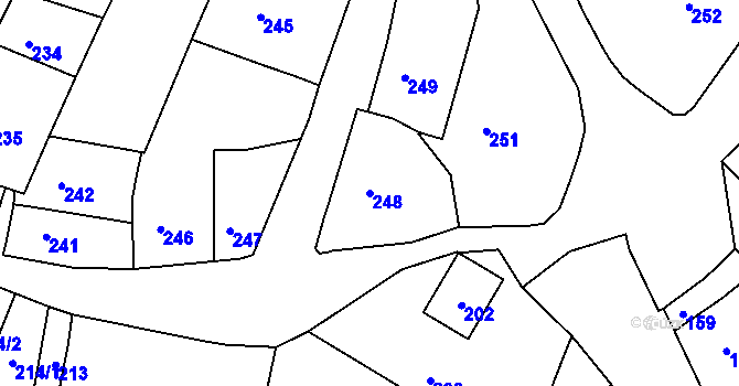 Parcela st. 248 v KÚ Tetětice, Katastrální mapa