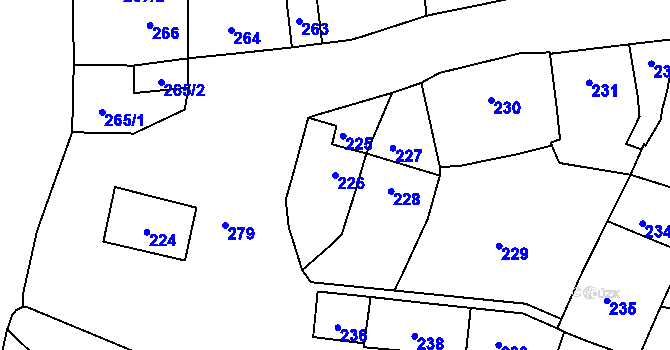 Parcela st. 226 v KÚ Tetětice, Katastrální mapa
