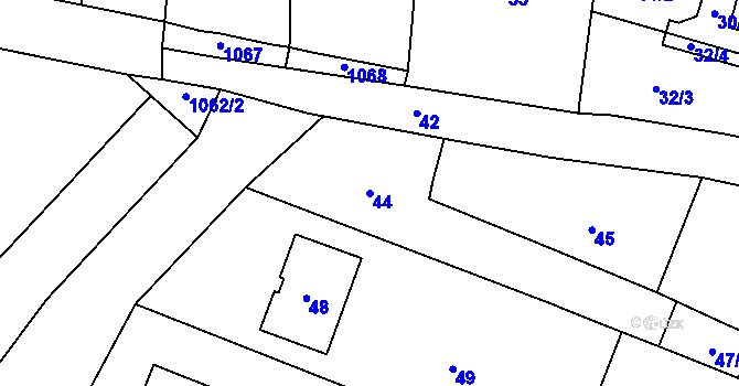 Parcela st. 44 v KÚ Tetětice, Katastrální mapa