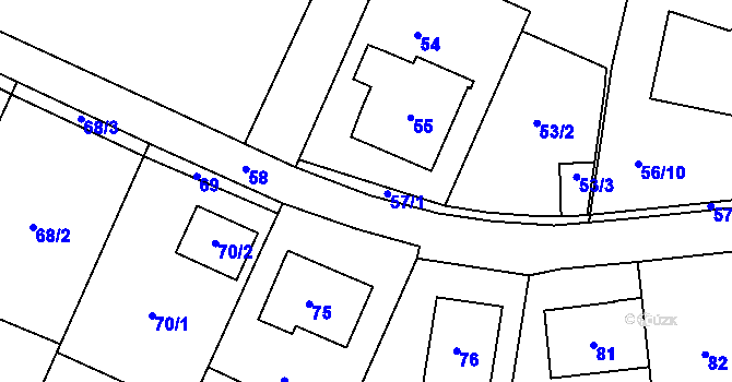 Parcela st. 57 v KÚ Tetětice, Katastrální mapa