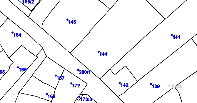 Parcela st. 144 v KÚ Tetětice, Katastrální mapa