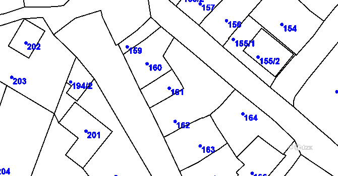 Parcela st. 161 v KÚ Tetětice, Katastrální mapa