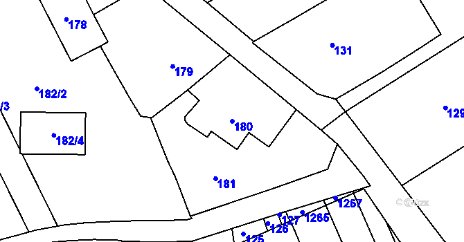 Parcela st. 180 v KÚ Tetětice, Katastrální mapa