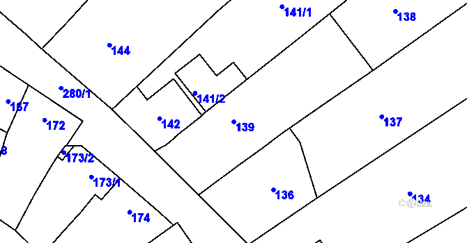 Parcela st. 139 v KÚ Tetětice, Katastrální mapa