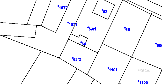 Parcela st. 64 v KÚ Tetětice, Katastrální mapa