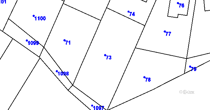 Parcela st. 73 v KÚ Tetětice, Katastrální mapa