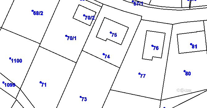 Parcela st. 74 v KÚ Tetětice, Katastrální mapa