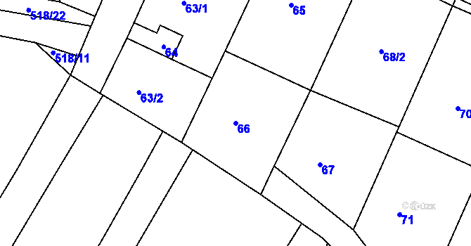 Parcela st. 66 v KÚ Tetětice, Katastrální mapa