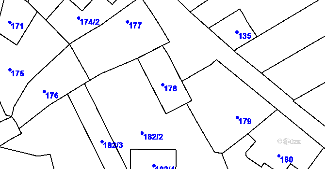 Parcela st. 178 v KÚ Tetětice, Katastrální mapa