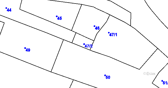 Parcela st. 47/2 v KÚ Tetětice, Katastrální mapa