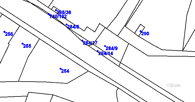 Parcela st. 284/14 v KÚ Tetětice, Katastrální mapa