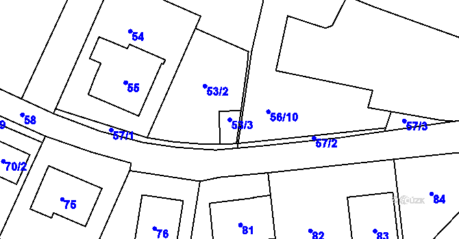 Parcela st. 53/3 v KÚ Tetětice, Katastrální mapa