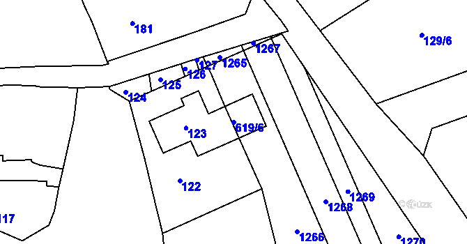 Parcela st. 619/6 v KÚ Tetětice, Katastrální mapa