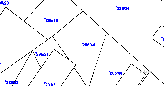 Parcela st. 285/44 v KÚ Tetětice, Katastrální mapa