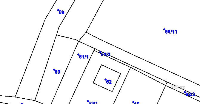 Parcela st. 61/2 v KÚ Tetětice, Katastrální mapa