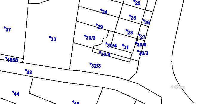 Parcela st. 32/4 v KÚ Tetětice, Katastrální mapa
