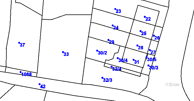 Parcela st. 30/2 v KÚ Tetětice, Katastrální mapa