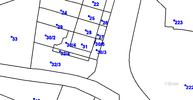 Parcela st. 30/3 v KÚ Tetětice, Katastrální mapa