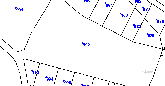 Parcela st. 992 v KÚ Tetětice, Katastrální mapa
