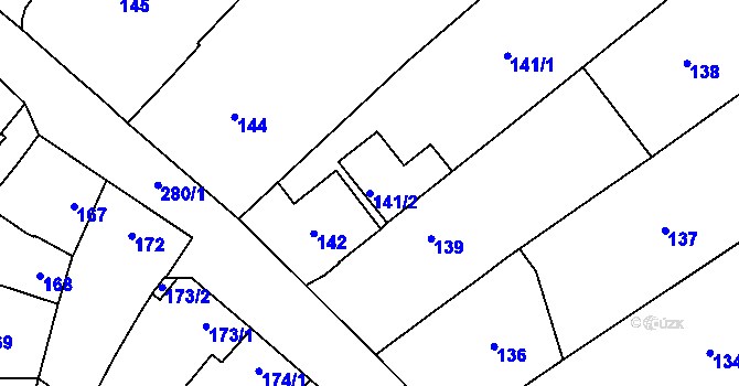 Parcela st. 141/2 v KÚ Tetětice, Katastrální mapa