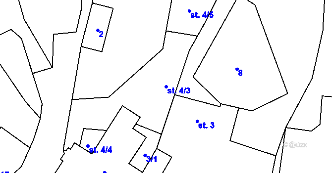 Parcela st. 4/3 v KÚ Počepice, Katastrální mapa