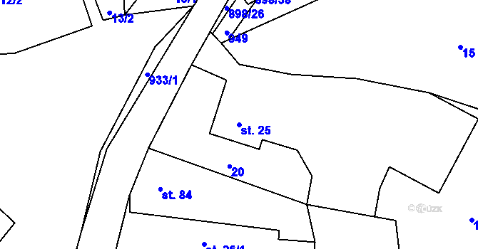 Parcela st. 25 v KÚ Počepice, Katastrální mapa