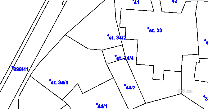 Parcela st. 34/3 v KÚ Počepice, Katastrální mapa