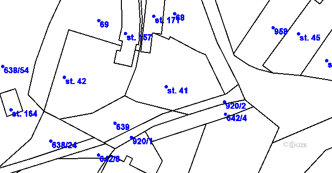 Parcela st. 41 v KÚ Počepice, Katastrální mapa