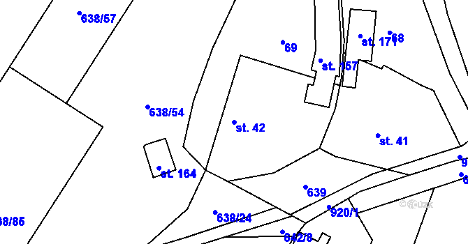 Parcela st. 42 v KÚ Počepice, Katastrální mapa